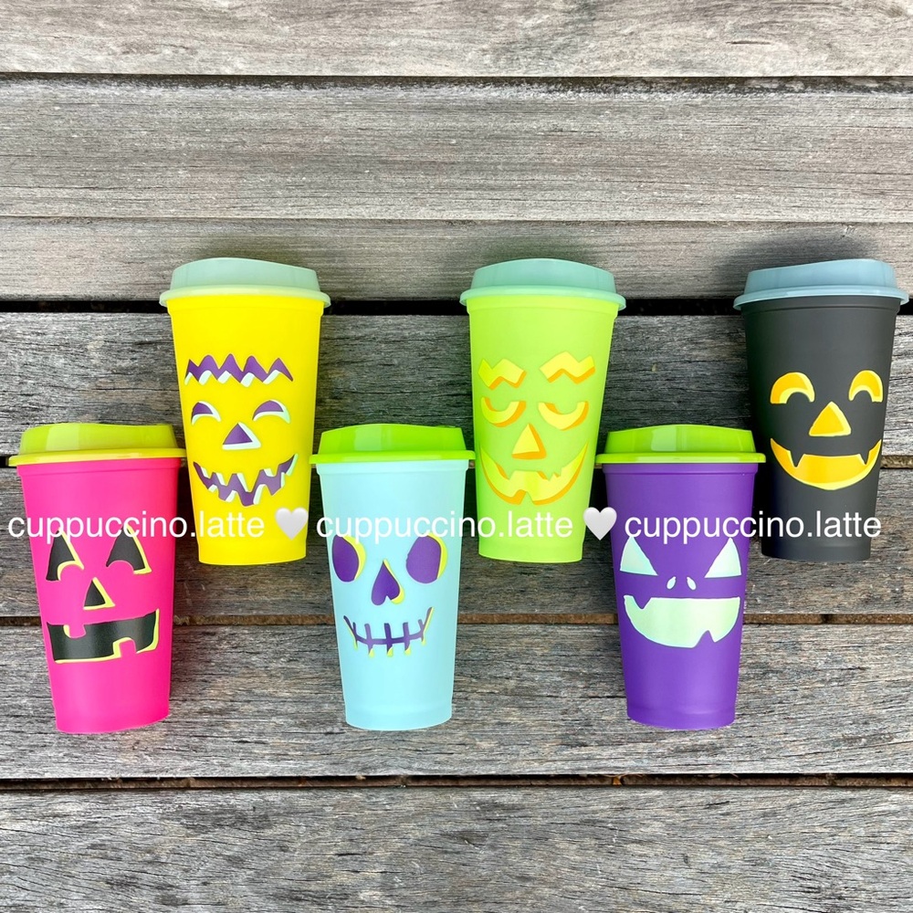 🎃NWT✨Starbucks 2024 Glow in the Dark Reusable Pumpkin Carving Face Hot Cups